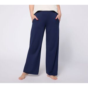 Anybody Women's Pants Sz L Cozy Knit Jersey Full Length Pant Blue